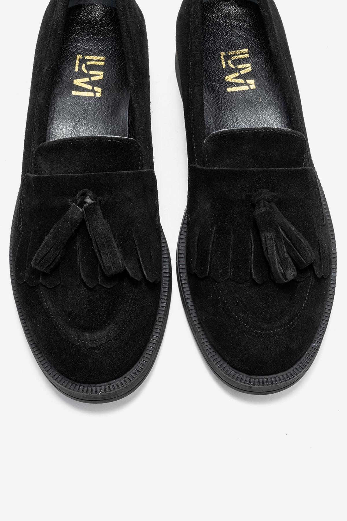 Milly - Mocasines de borla de cuero negro