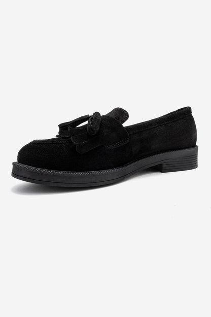 Milly - Mocasines de borla de cuero negro