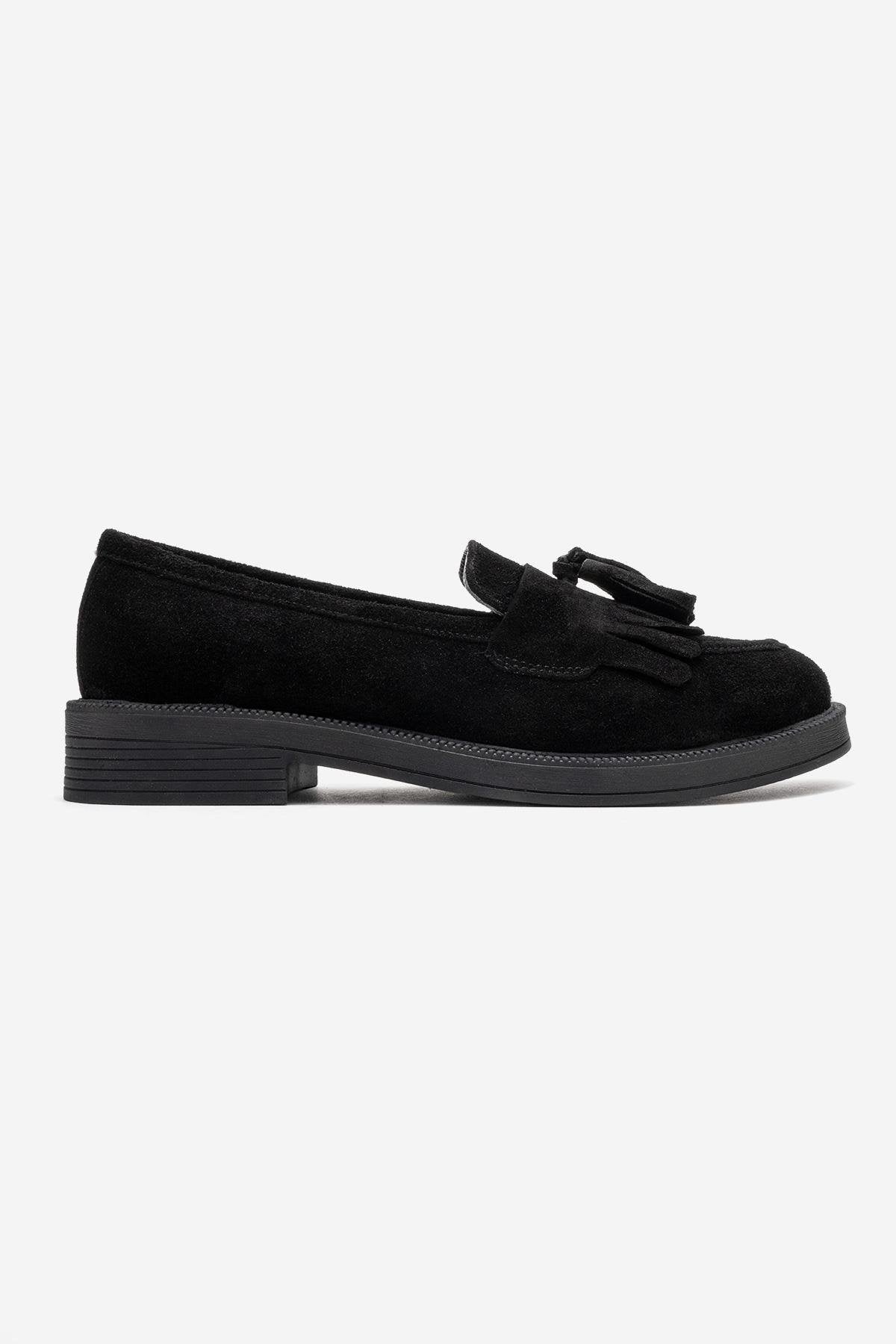 Milly - Mocasines de borla de cuero negro