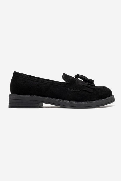 Milly - Mocasines de borla de cuero negro