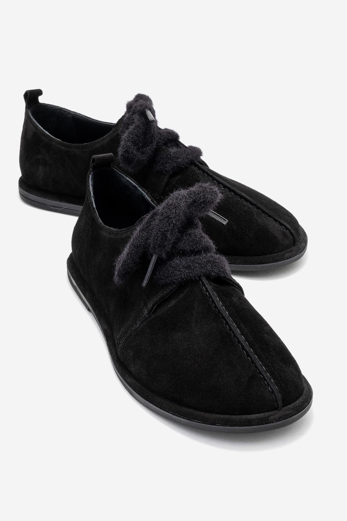 Denora - Black Suede Leather Lace Up Shoes (Women)