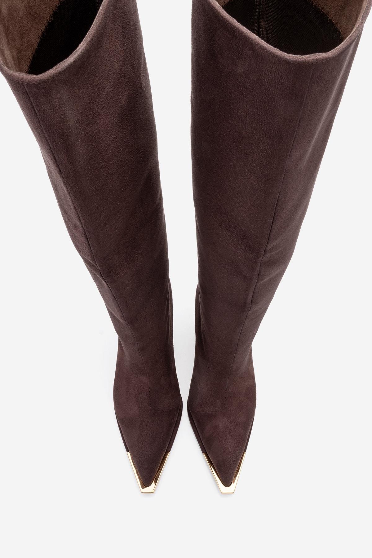 Lexa - Bota alta de ante marrón con punta (Mujer)