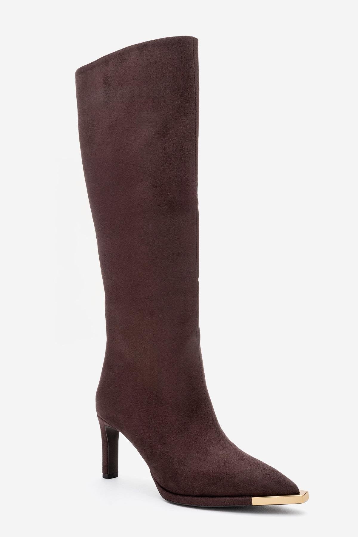 Lexa - Bota alta de ante marrón con punta (Mujer)