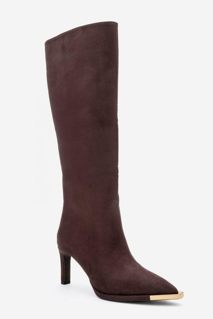 Lexa - Bota alta de ante marrón con punta (Mujer)