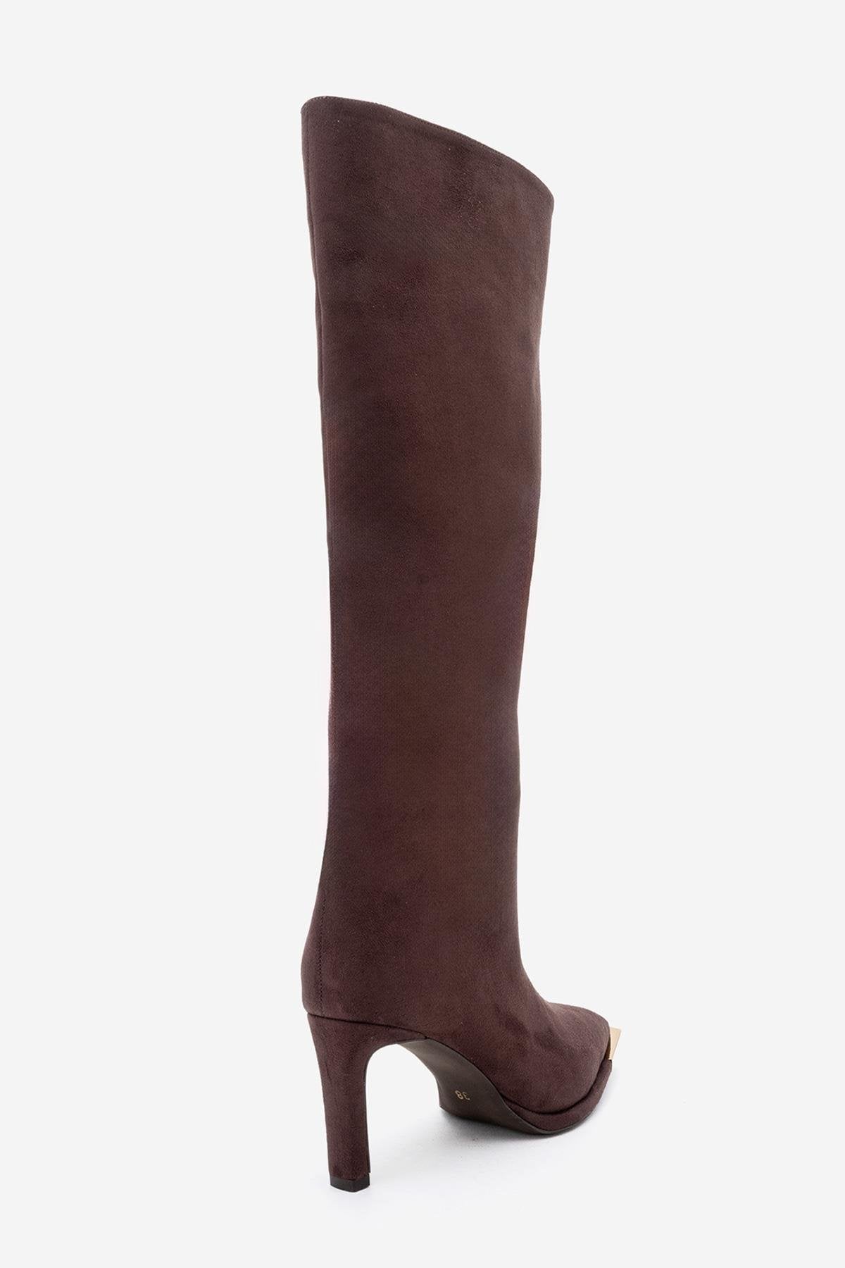 Lexa - Bota alta de ante marrón con punta (Mujer)
