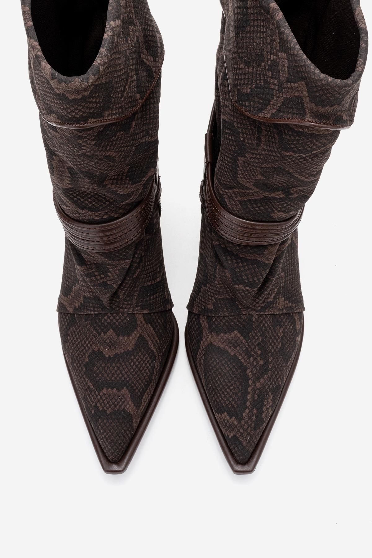 Myra - Bota Gofrada Piel de Serpiente Marrón (Mujer)