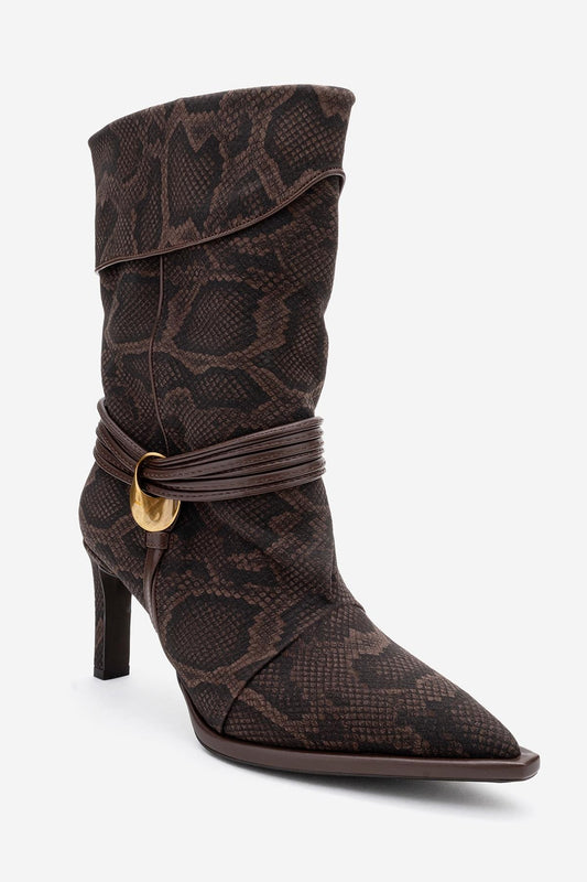 Myra - Brown Snake Embossed Boot (Women)