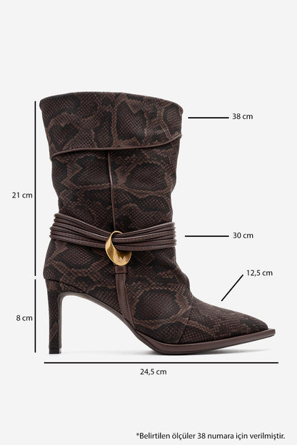Myra - Bota Gofrada Piel de Serpiente Marrón (Mujer)