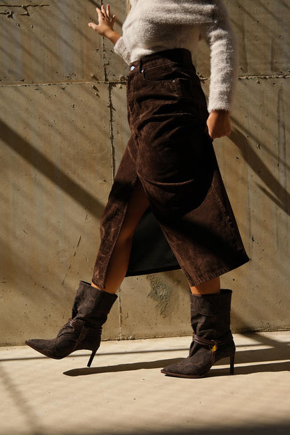 Myra - Bota Gofrada Piel de Serpiente Marrón (Mujer)