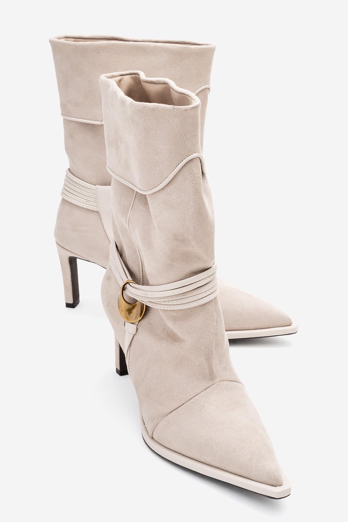 Myra - Bota (Mujer) con relieve de piel de serpiente beige