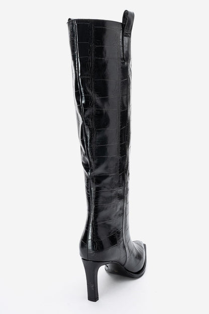 Lunelle - Bota alta hasta la rodilla con tacón de aguja negra (Mujer)