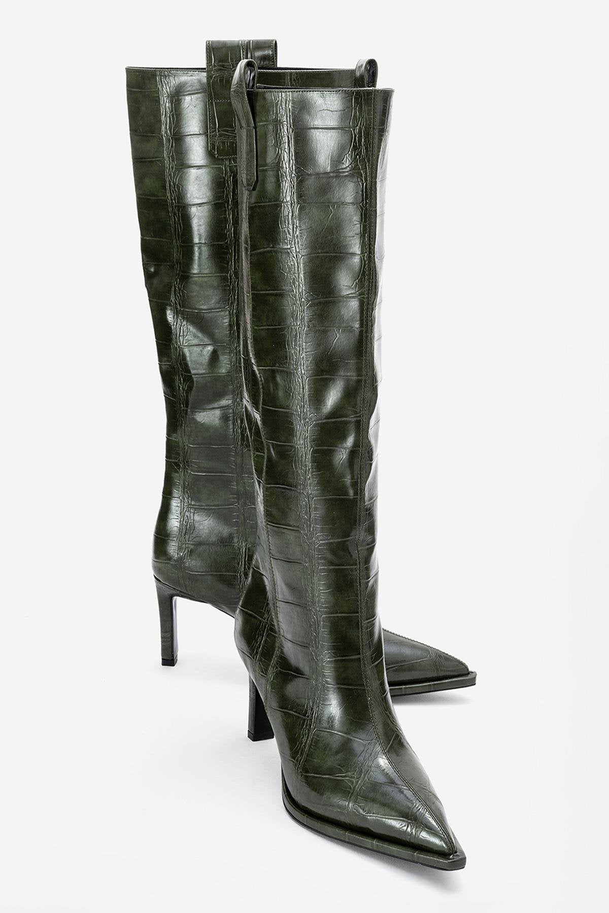 Lunelle - Green Stiletto Knee High Boot (Women)