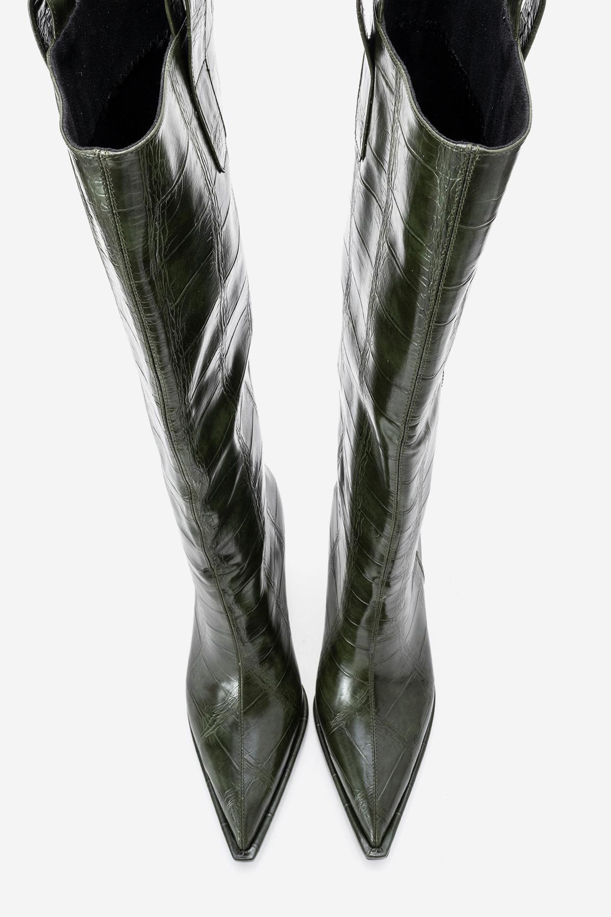 Lunelle - Green Stiletto Knee High Boot (Women)