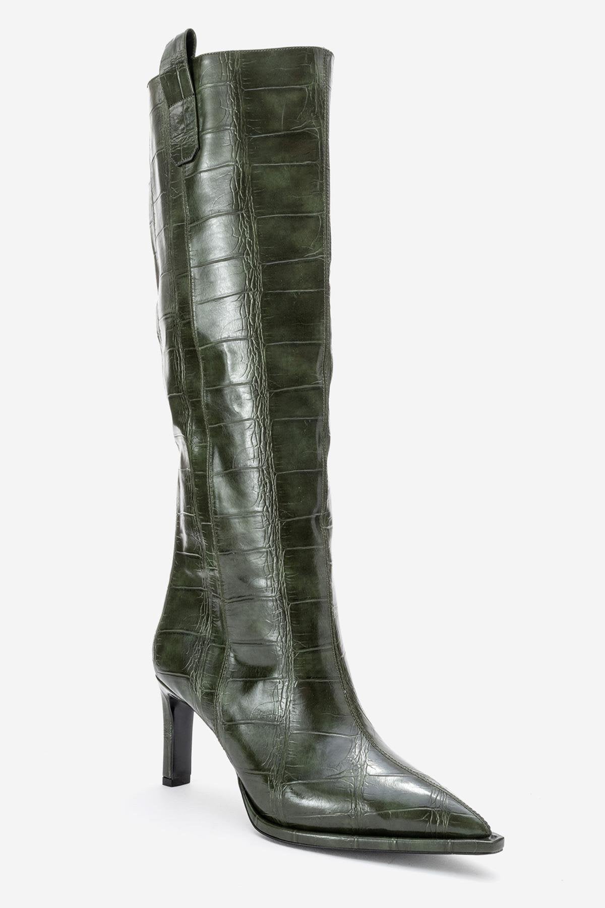 Lunelle - Green Stiletto Knee High Boot (Women)