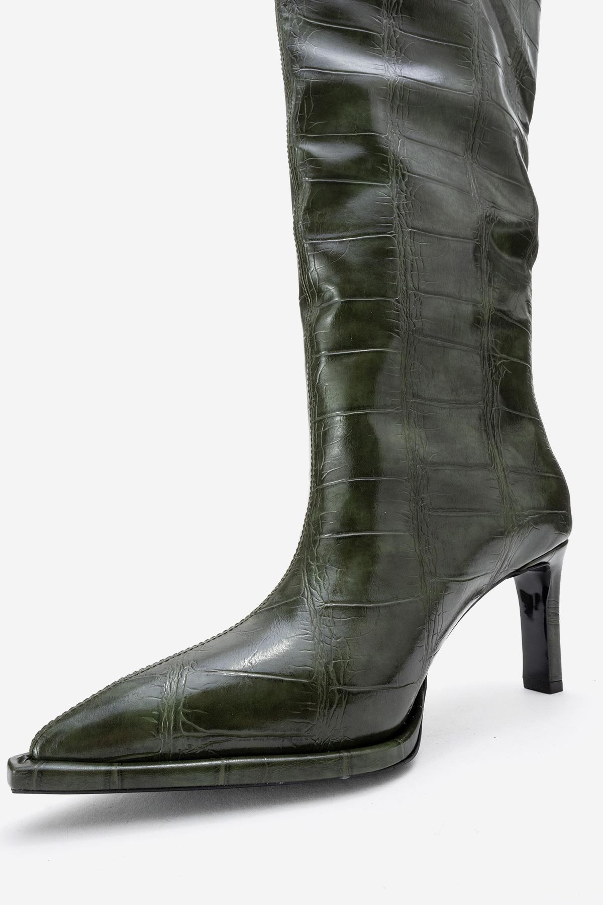 Lunelle - Green Stiletto Knee High Boot (Women)