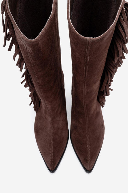 Orlo - Botas Western de Ante Marrón con Flecos (Mujer)