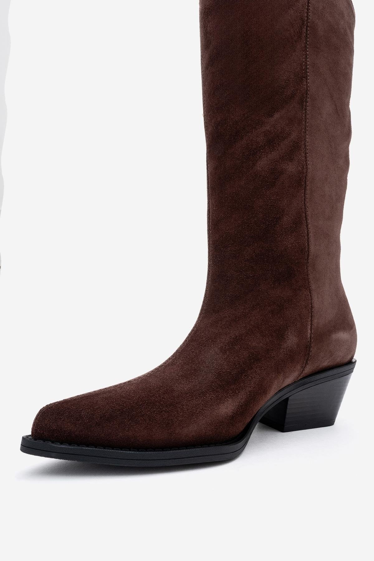 Orlo - Botas Western de Ante Marrón con Flecos (Mujer)