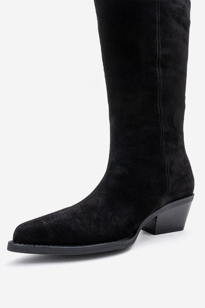 Orlo - Bota vaquera con flecos de piel de ante negra (mujer)