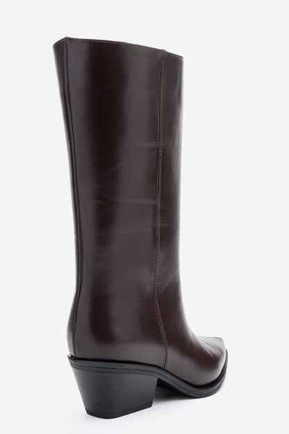 Juana - Bota de cuero marrón con punta (Mujer)