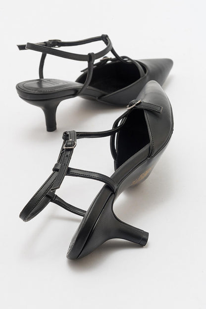 Frans - Zapatos de tacón de punta fina negros (Mujer)