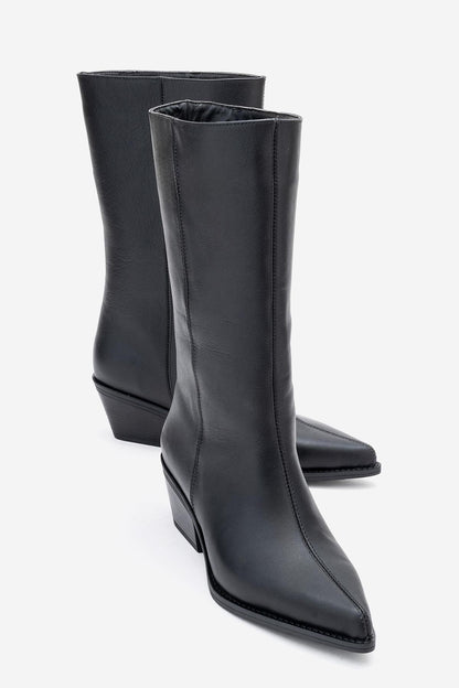 Juana - Botas de piel negra con punta (Mujer)