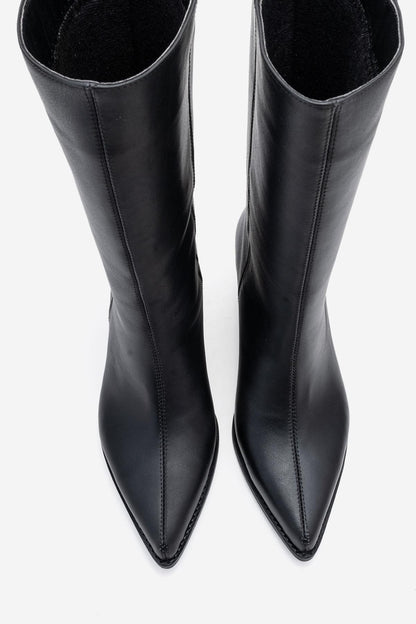 Juana - Botas de piel negra con punta (Mujer)