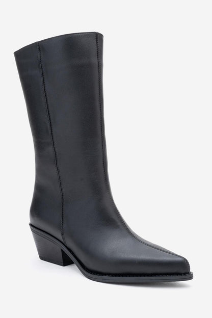 Juana - Botas de piel negra con punta (Mujer)