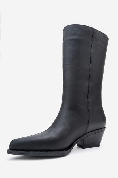 Juana - Botas de piel negra con punta (Mujer)