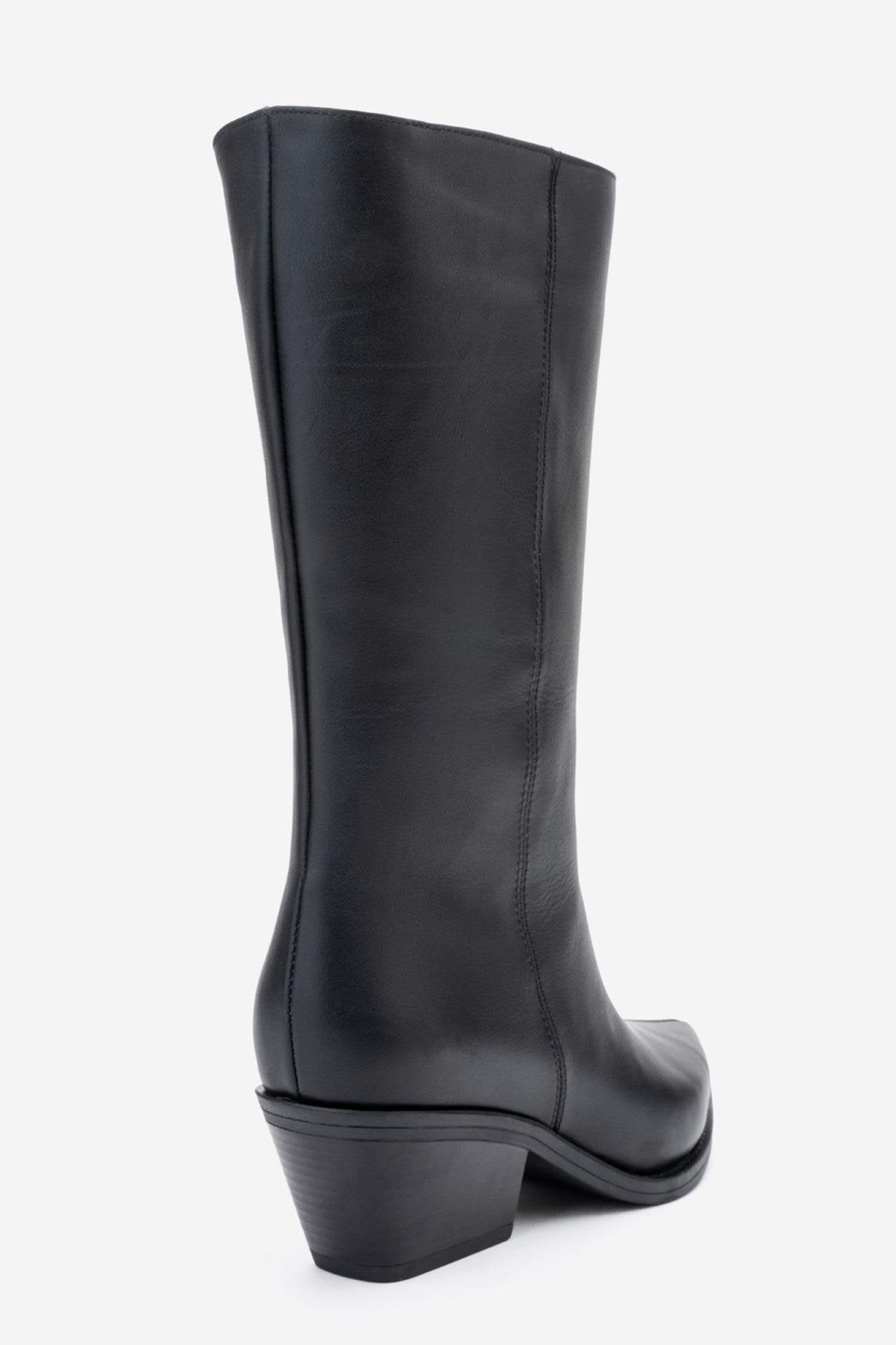 Juana - Botas de piel negra con punta (Mujer)