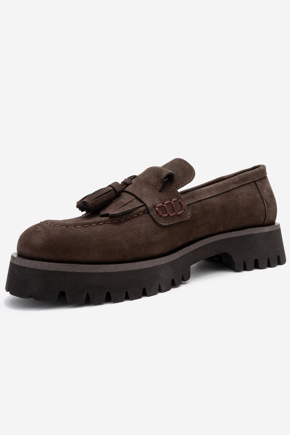 Poen - Mocasín de borlas de ante marrón (Mujer)