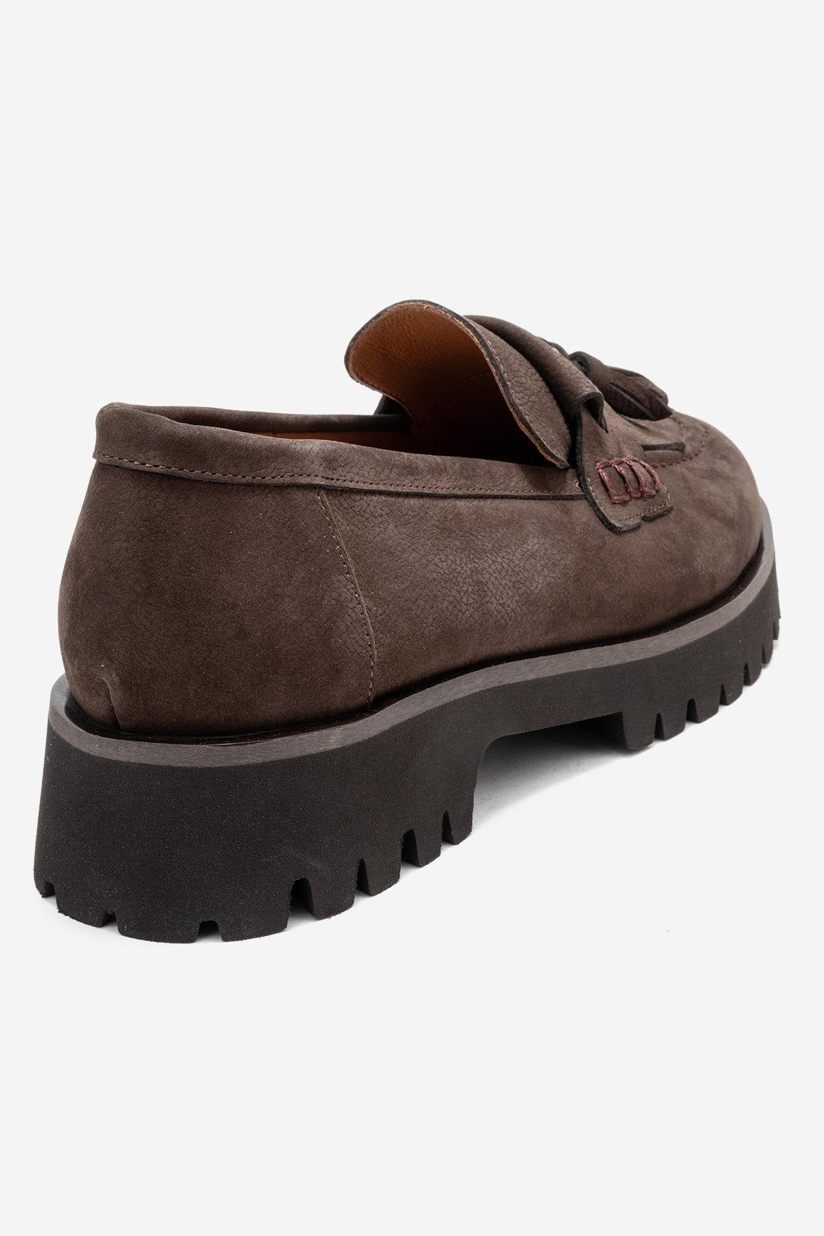 Poen - Mocasín de borlas de ante marrón (Mujer)