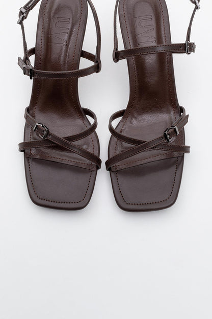 Nebel - Sandalia de Tacón Stiletto con Tiras Marrón (Mujer)