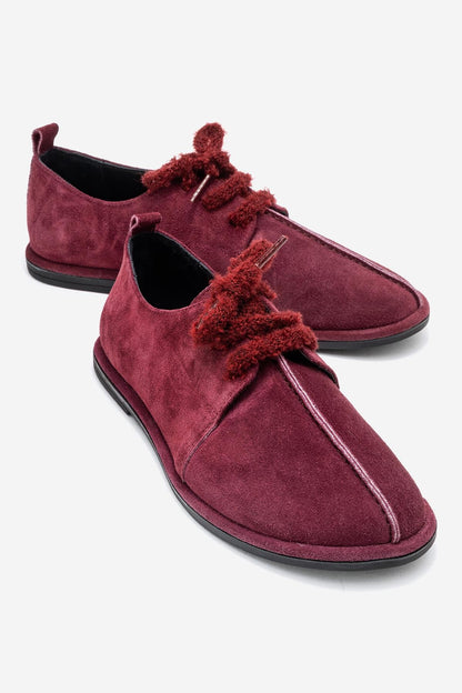 Denora - Zapatos de ante burdeos con cordones (mujer)