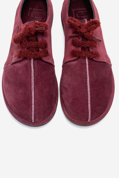 Denora - Zapatos de ante burdeos con cordones (mujer)