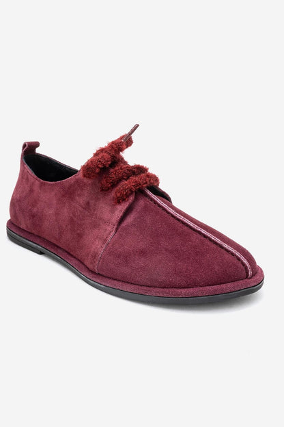 Denora - Zapatos de ante burdeos con cordones (mujer)