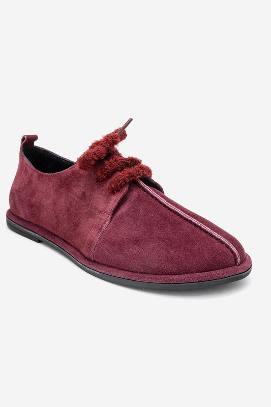 Denora - Zapatos de ante burdeos con cordones (mujer)
