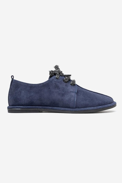 Denora - Zapatos de piel de ante azul marino con cordones (mujer)