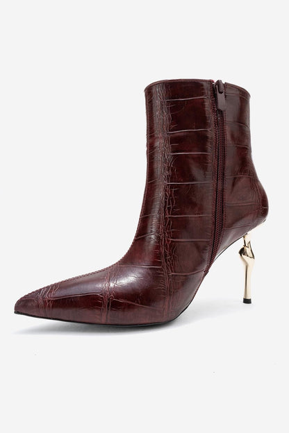 Crista - Burgundy Pointed Toe Bootie (Women)
