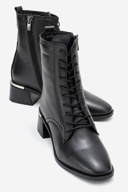 Avia - Bota de tacón cuadrado de cuero negro (Mujer)