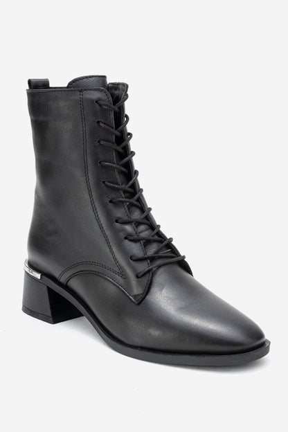 Avia - Bota de tacón cuadrado de cuero negro (Mujer)