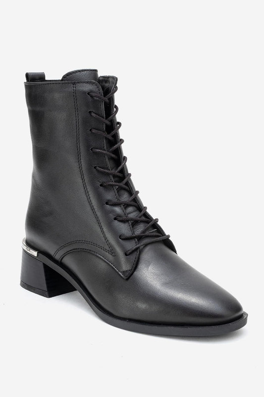 Avia - Bota de tacón cuadrado de cuero negro (Mujer)
