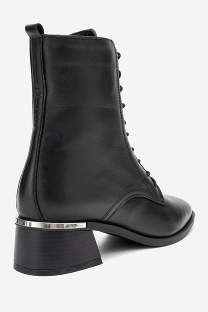 Avia - Bota de tacón cuadrado de cuero negro (Mujer)