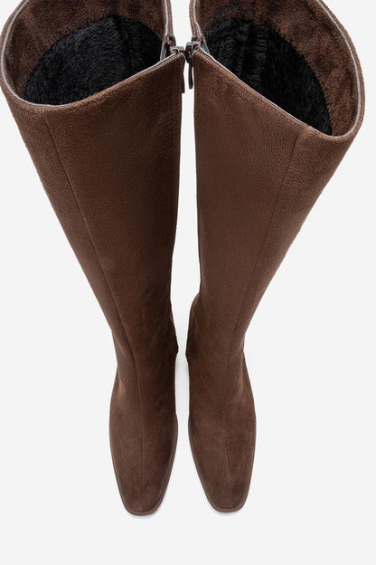 Venia - Bota de tacón de bloque de ante marrón (Mujer)