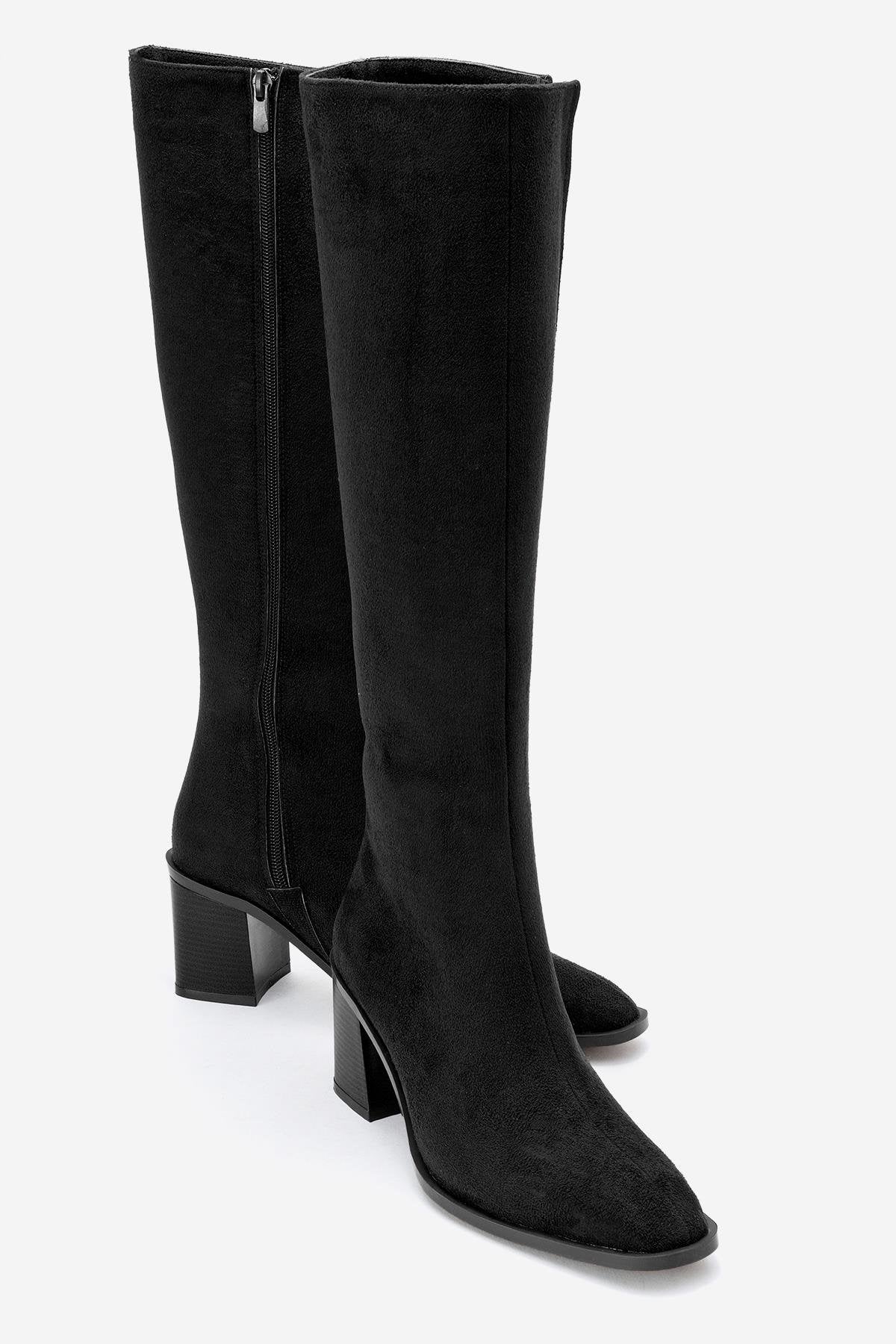 Venia - Bota de tacón de bloque de ante negro (Mujer)