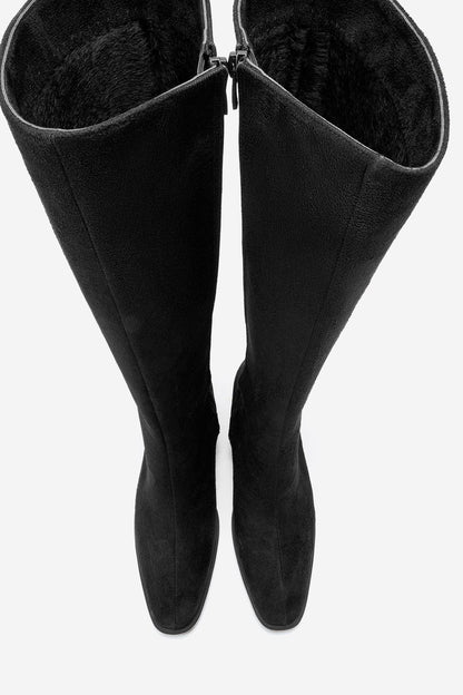 Venia - Bota de tacón de bloque de ante negro (Mujer)