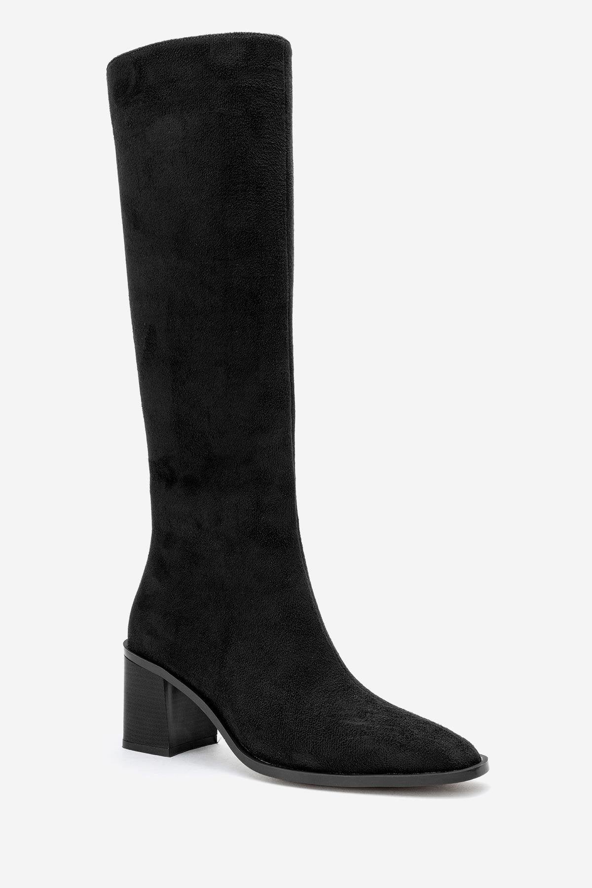 Venia - Bota de tacón de bloque de ante negro (Mujer)