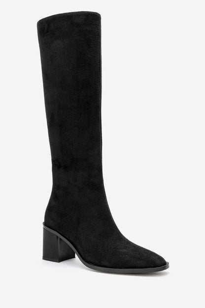 Venia - Bota de tacón de bloque de ante negro (Mujer)