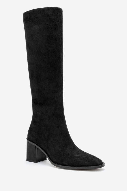Venia - Black Suede Block Heel Boot (Women)