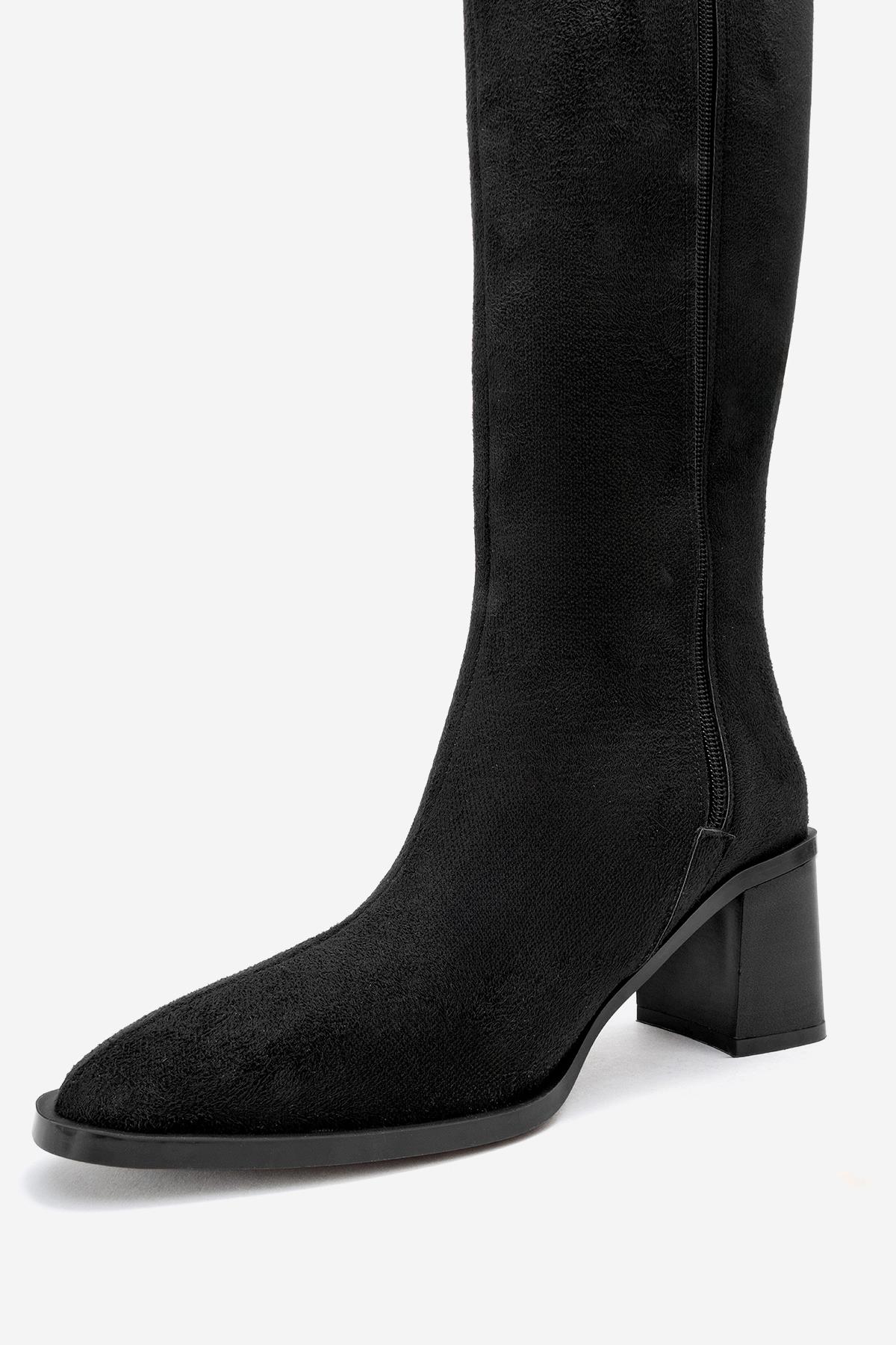 Venia - Bota de tacón de bloque de ante negro (Mujer)