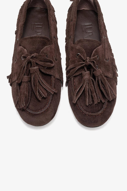 Fenora - Mocasín de borlas de cuero de ante marrón (Mujer)